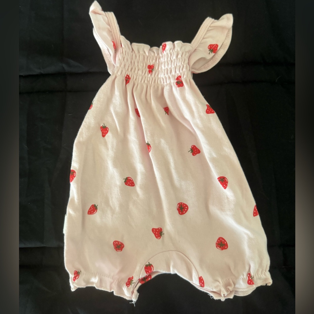 Rabbit + Bear Strawberry Print Kids Overalls - Picture 2 of 3